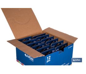 EXPOSITOR FLEXÓMETRO HOJA NEGRA DOBLE CARA 19 MM X 5 M 12 UDS.