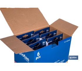 EXPOSITOR FLEXÓMETRO HOJA NEGRA DOBLE CARA 25 MM X 8 M 6 UDS.