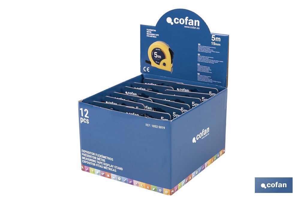 EXPOSITOR DE FLEXÓMETROS 19 MM X 5 M 12 UDS.