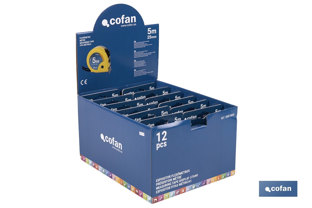 EXPOSITOR DE FLEXÓMETROS 25 MM X 5 M 12 UDS.