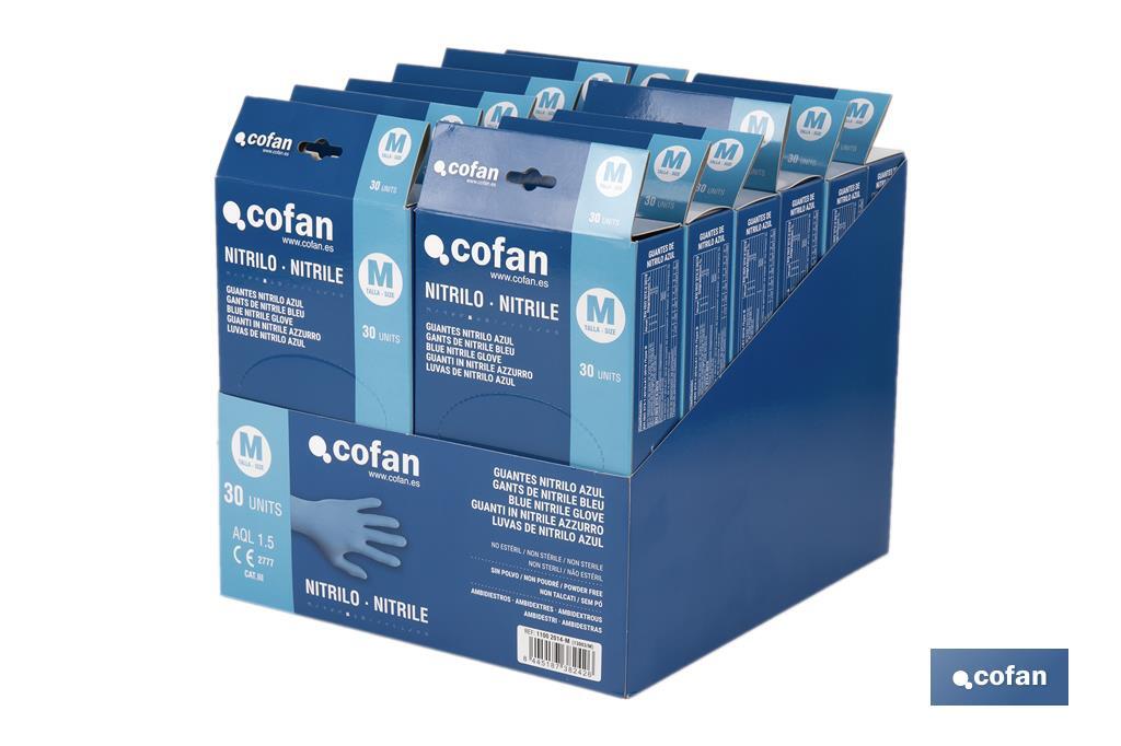 EXPOSITOR CAJA 30 UNDS. GUANTES NITRILO T-M