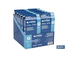 EXPOSITOR CAJA 30 UNDS. GUANTES NITRILO T-S