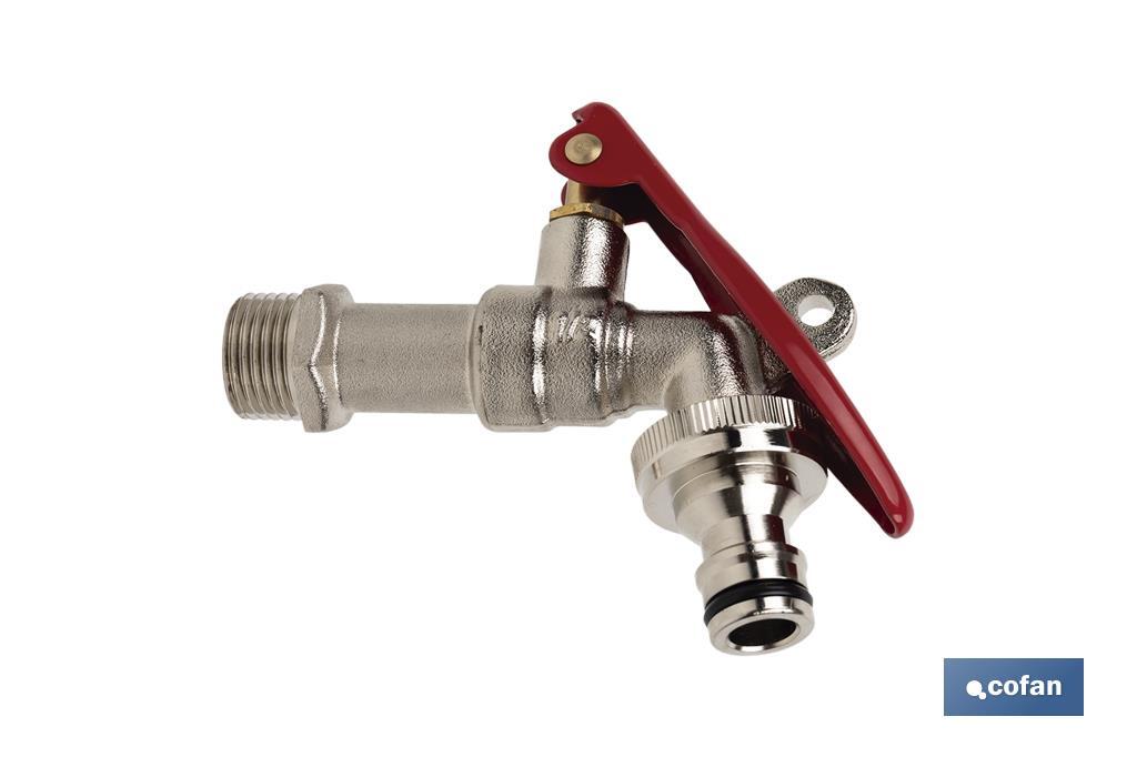 GRIFO CON MANETA PARA MANGUERA Y TOMA PARA CANDADO 1/2 X 3/4