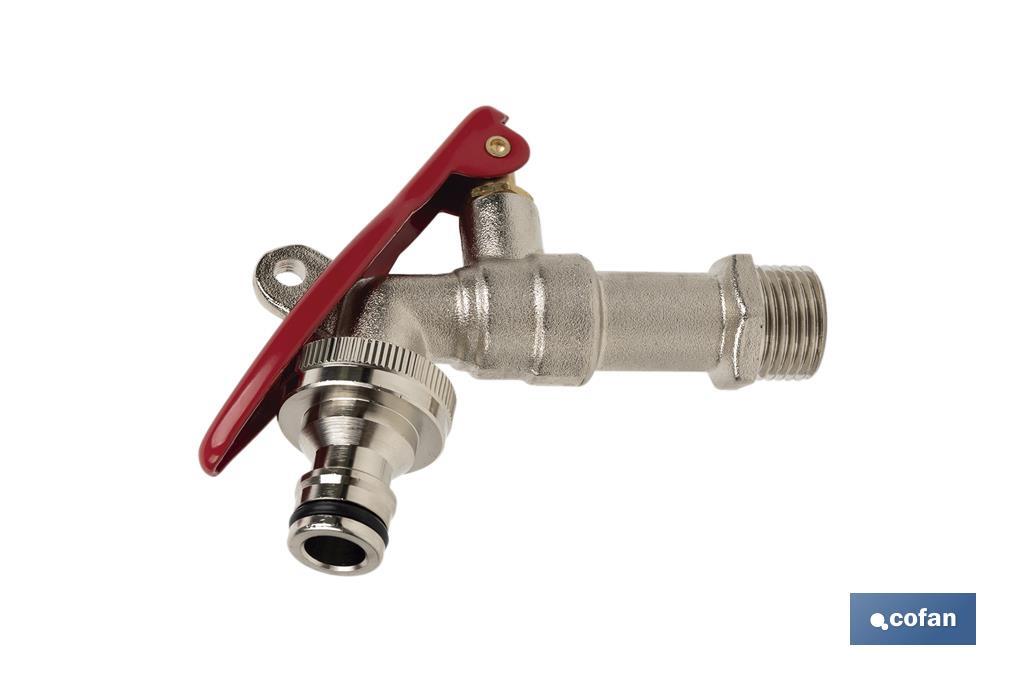 GRIFO CON MANETA PARA MANGUERA Y TOMA PARA CANDADO 1/2 X 3/4