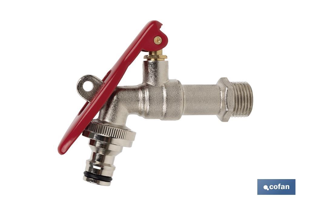 GRIFO CON MANETA PARA MANGUERA Y TOMA PARA CANDADO 1/2 X 3/4