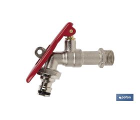 GRIFO CON MANETA PARA MANGUERA Y TOMA PARA CANDADO 1/2 X 3/4