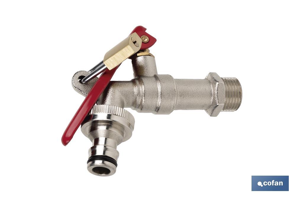 GRIFO CON MANETA PARA MANGUERA Y TOMA PARA CANDADO 1/2 X 3/4