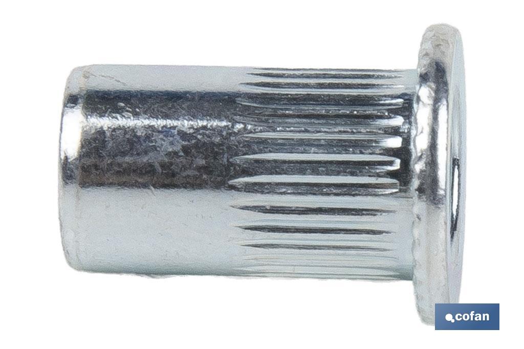 TUERCAS REMACHABLES RANURADAS ANCHAS ACERO M3