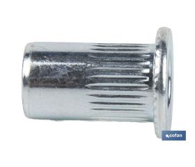TUERCAS REMACHABLES RANURADAS ANCHAS ACERO M6
