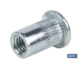 TUERCAS REMACHABLES RANURADAS ANCHAS ACERO M6