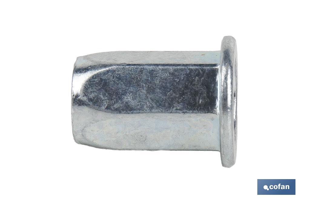 TUERCAS REMACHABLES HEXAGONAL ANCHAS ACERO M4