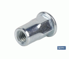 TUERCAS REMACHABLES SEMIHEXAGONAL FONDO ABIERTO CABEZA ANCHA ACERO M4 X 11,5