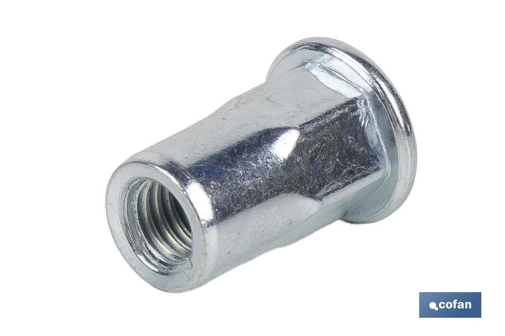 TUERCAS REMACHABLES SEMIHEXAGONAL FONDO ABIERTO CABEZA ANCHA ACERO M4 X 11,5