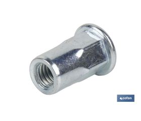 TUERCAS REMACHABLES SEMIHEXAGONAL FONDO ABIERTO CABEZA ANCHA ACERO M8 X 17,5