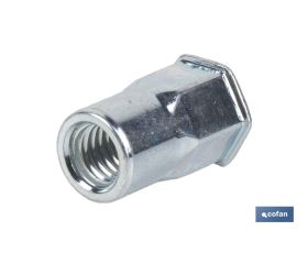 TUERCAS REMACHABLES SEMIHEXAGONAL FONDO ABIERTO CABEZA REDUCIDA ACERO M4 X 12