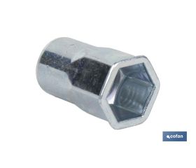 TUERCAS REMACHABLES SEMIHEXAGONAL FONDO ABIERTO CABEZA REDUCIDA ACERO M4 X 12