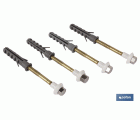 Set 4 piezas fijación para sanitarios y WC | Medida  Ø 6 x 80 mm de largo | Acabado en latón