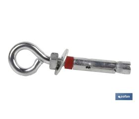Anclaje metálico con argolla | Con arandela DIN 9021 | Medidas desde Ø 6 hasta Ø 12 mm