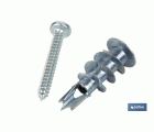 Taco de Zamak metálico con tornillo DIN 7981 para Placas | Para fijaciones en paneles de cartón yeso