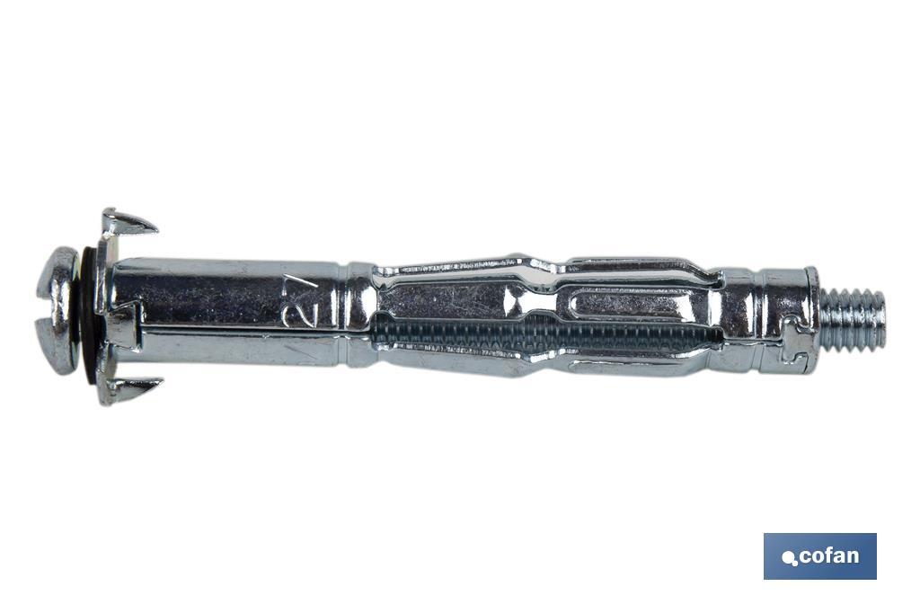ANCLAJE METÁLICO PARA MATERIALES HUECOS MÁX. 22 MM TORNILLO M4 X 41 MM Ø8 MM