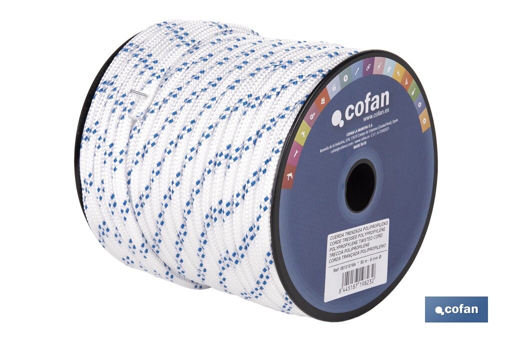 CUERDA TRENZADA POLI 8MM 50 MTS