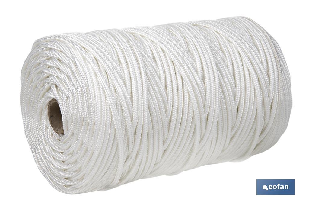 ROLLO GRANDE CORDÓN POLIÉSTER REFORZADO 5 MM 200 M BLANCO