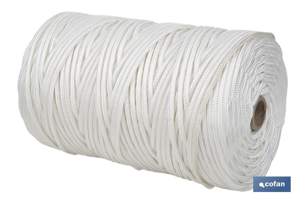 ROLLO GRANDE CORDÓN POLIÉSTER REFORZADO 5 MM 200 M BLANCO
