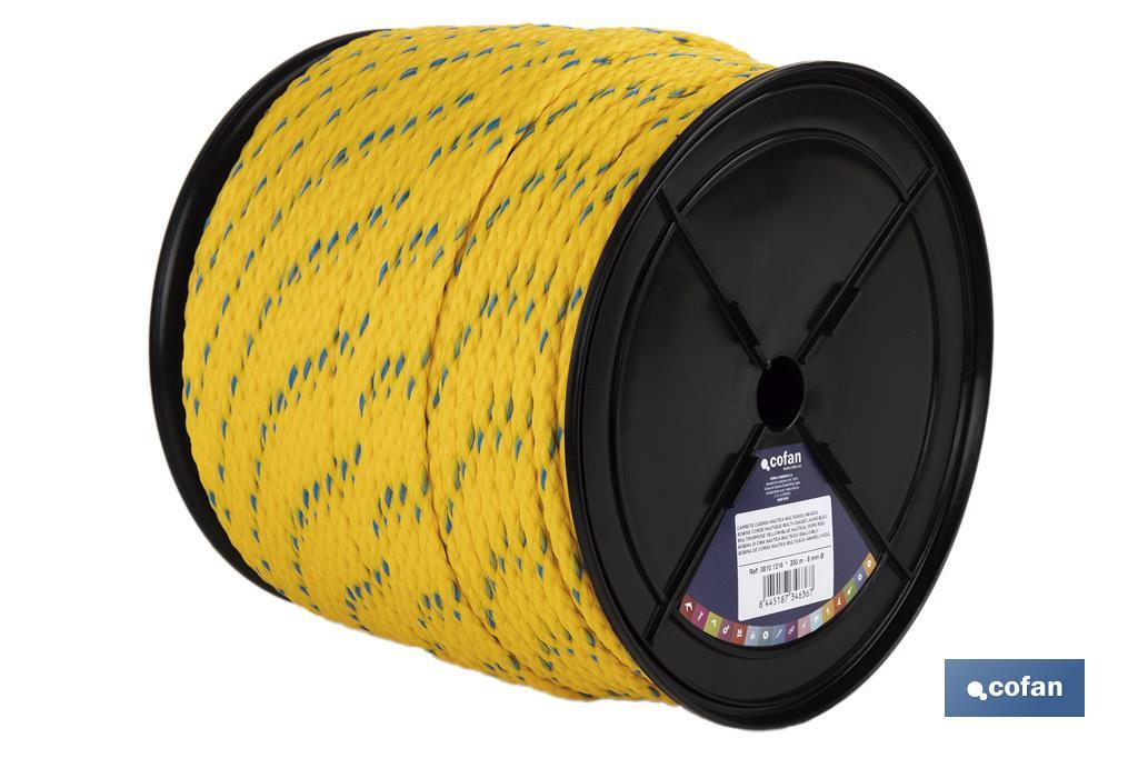 CARRETE CUERDA NÁUTICA MULTIUSOS 6 MM 200 M AMARILLO/AZUL