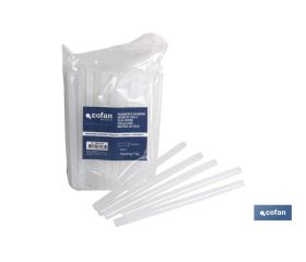 Cola termofusible en barras de Ø 12 y 200 mm de longitud | Color transparente en envases de 1 kilo | Barras de silicona caliente