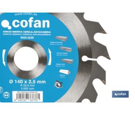 DISCO DE SIERRA CIRCULAR PARA MADERA Ø140 X 2,5 X 20 MM, 20 DIENTES