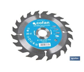 DISCO DE SIERRA CIRCULAR PARA MADERA Ø140 X 2,5 X 20 MM, 20 DIENTES