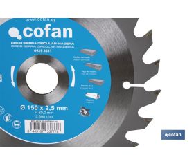 DISCO DE SIERRA CIRCULAR PARA MADERA Ø150 X 2,5 X 20 MM, 24 DIENTES
