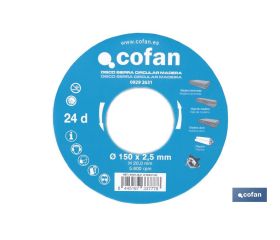 DISCO DE SIERRA CIRCULAR PARA MADERA Ø150 X 2,5 X 20 MM, 24 DIENTES