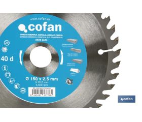 DISCO DE SIERRA CIRCULAR PARA MADERA Ø150 X 2,5 X 20 MM, 40 DIENTES