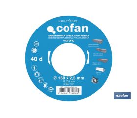 DISCO DE SIERRA CIRCULAR PARA MADERA Ø150 X 2,5 X 20 MM, 40 DIENTES