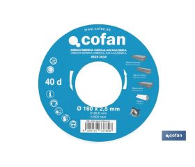 DISCO DE SIERRA CIRCULAR PARA MADERA Ø160 X 2,5 X 30 MM, 40 DIENTES