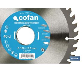 DISCO DE SIERRA CIRCULAR PARA MADERA Ø180 X 2,5 X 30 MM, 40 DIENTES