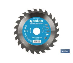 DISCO DE SIERRA CIRCULAR PARA MADERA Ø210 X 2,8 X 30 MM, 24 DIENTES