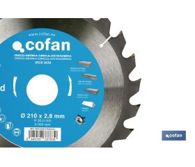 DISCO DE SIERRA CIRCULAR PARA MADERA Ø210 X 2,8 X 30 MM, 24 DIENTES