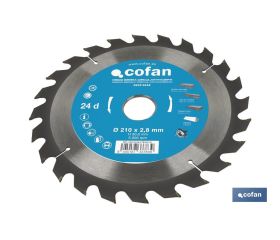DISCO DE SIERRA CIRCULAR PARA MADERA Ø210 X 2,8 X 30 MM, 24 DIENTES