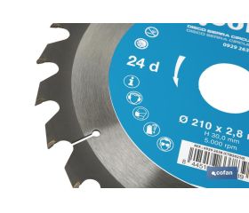 DISCO DE SIERRA CIRCULAR PARA MADERA Ø210 X 2,8 X 30 MM, 24 DIENTES