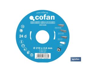 DISCO DE SIERRA CIRCULAR PARA MADERA Ø210 X 2,8 X 30 MM, 24 DIENTES