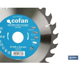DISCO DE SIERRA CIRCULAR PARA MADERA Ø235 X 2,8 X 30 MM, 24 DIENTES