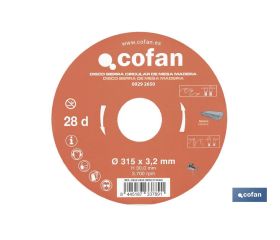 DISCO DE SIERRA CIRCULAR DE MESA PARA MADERA Ø315 X 3,2 X 30 MM, 28 DIENTES