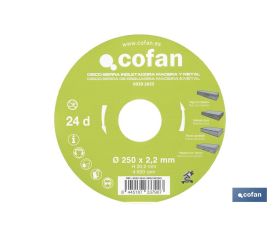 DISCO DE SIERRA INGLETADORA PARA MADERA/METAL Ø250 X 2,2 X 30 MM, 24 DIENTES