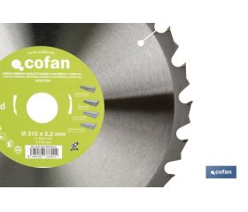 DISCO DE SIERRA INGLETADORA PARA MADERA/METAL Ø315 X 2,2 X 30 MM, 24 DIENTES