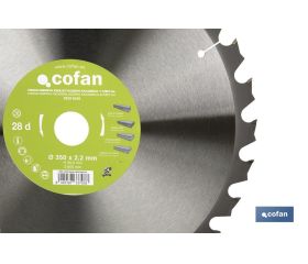 DISCO DE SIERRA INGLETADORA PARA MADERA/METAL Ø350 X 2,2 X 30 MM, 28 DIENTES