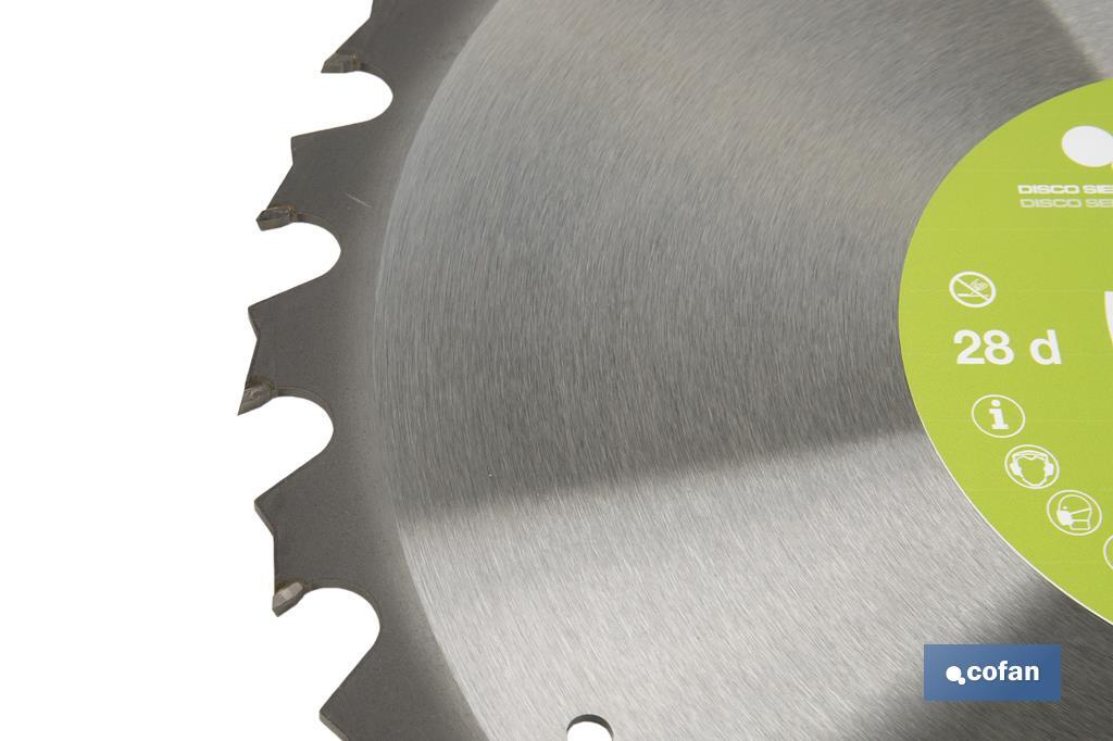 DISCO DE SIERRA INGLETADORA PARA MADERA/METAL Ø350 X 2,2 X 30 MM, 28 DIENTES