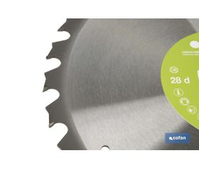 DISCO DE SIERRA INGLETADORA PARA MADERA/METAL Ø350 X 2,2 X 30 MM, 28 DIENTES