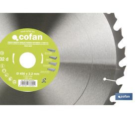 DISCO DE SIERRA INGLETADORA PARA MADERA/METAL Ø400 X 2,2 X 30 MM, 32 DIENTES